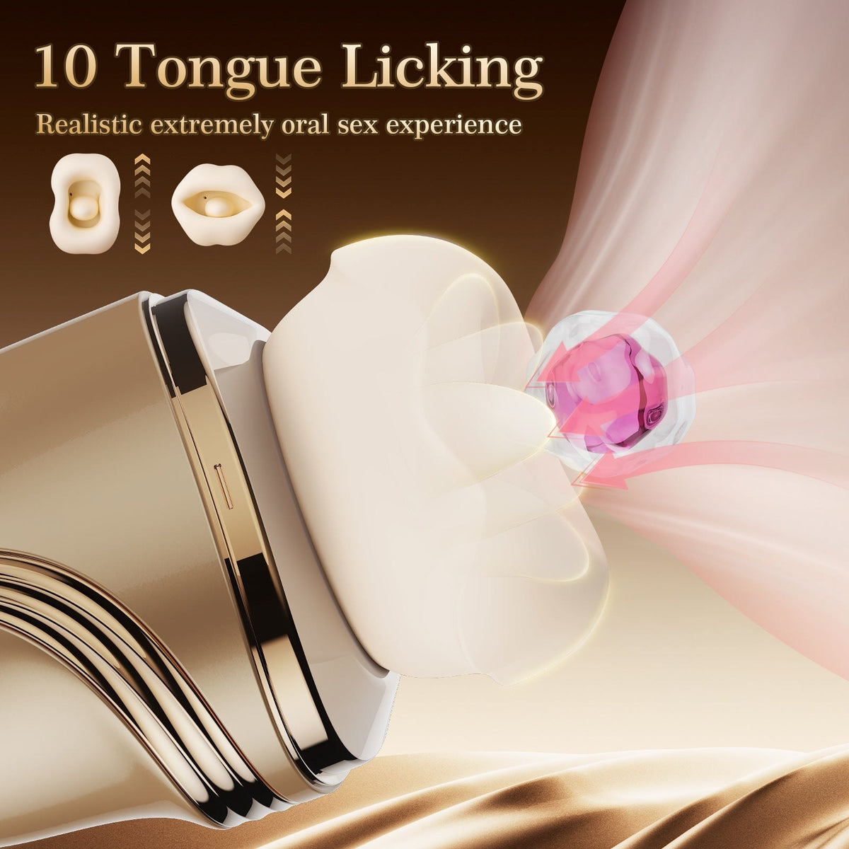 Metallic gold capsule 5-in-1 licking and kissing stimulator, photo 5