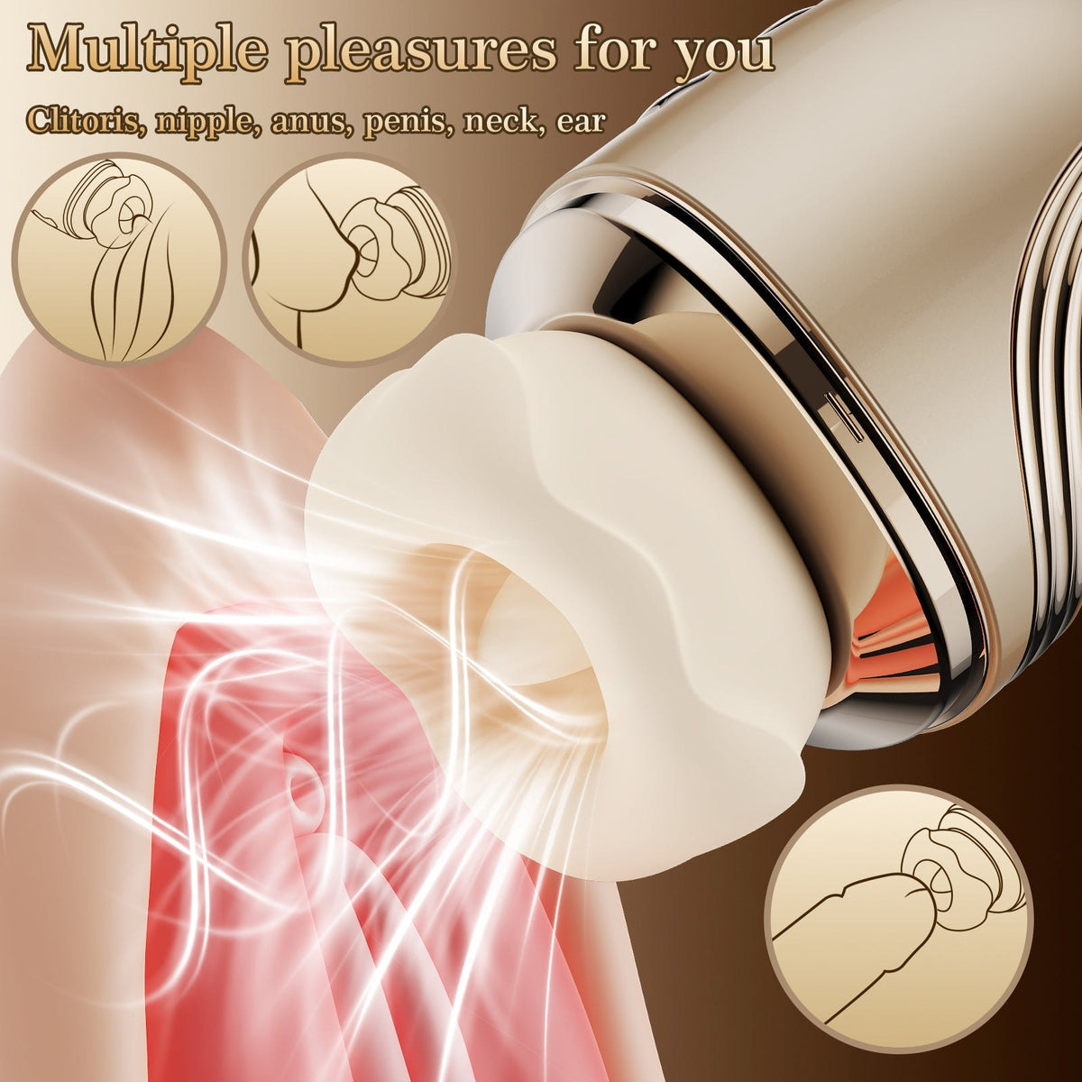 Metallic gold capsule 5-in-1 licking and kissing stimulator, photo 6