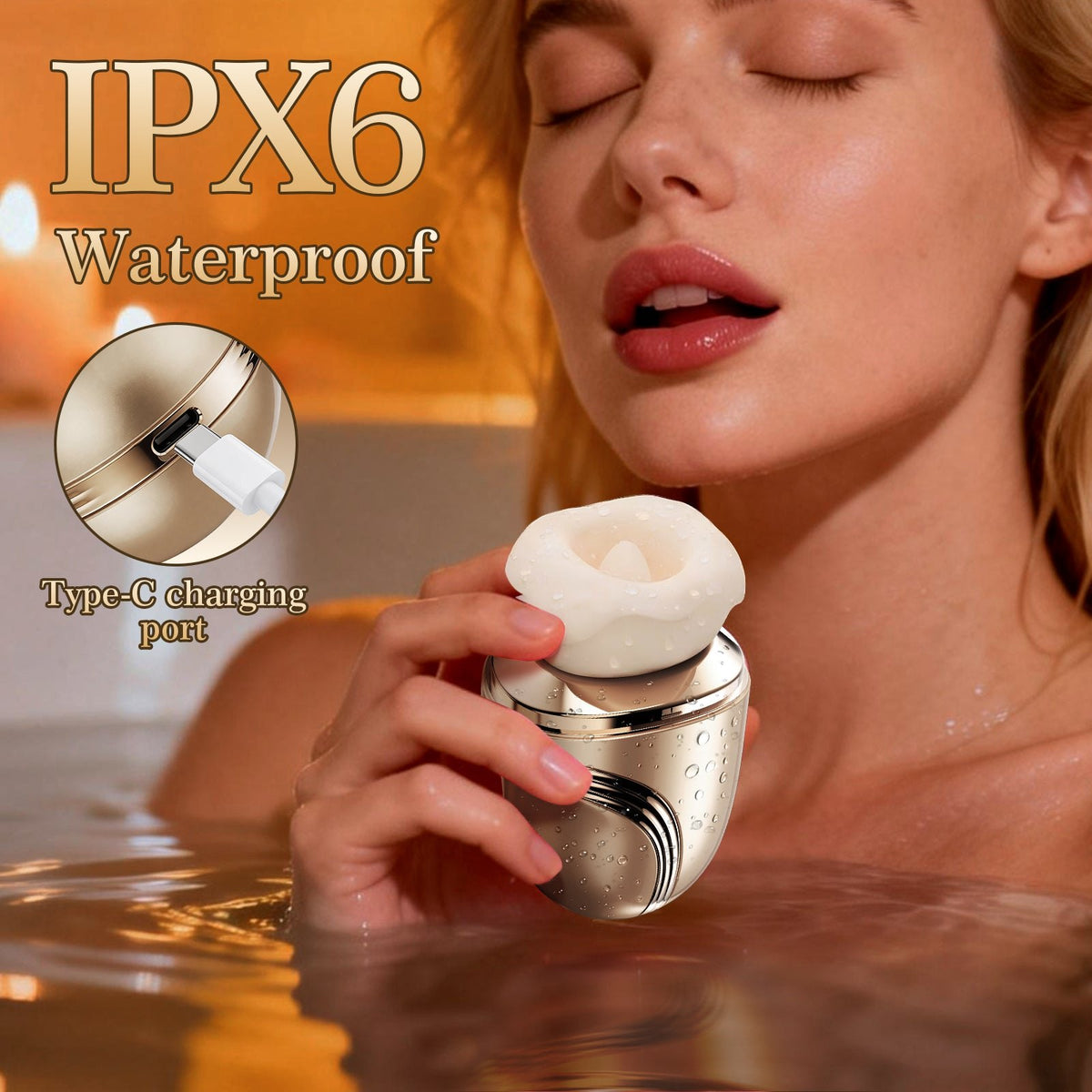 Metallic gold capsule 5-in-1 licking and kissing stimulator, photo 7