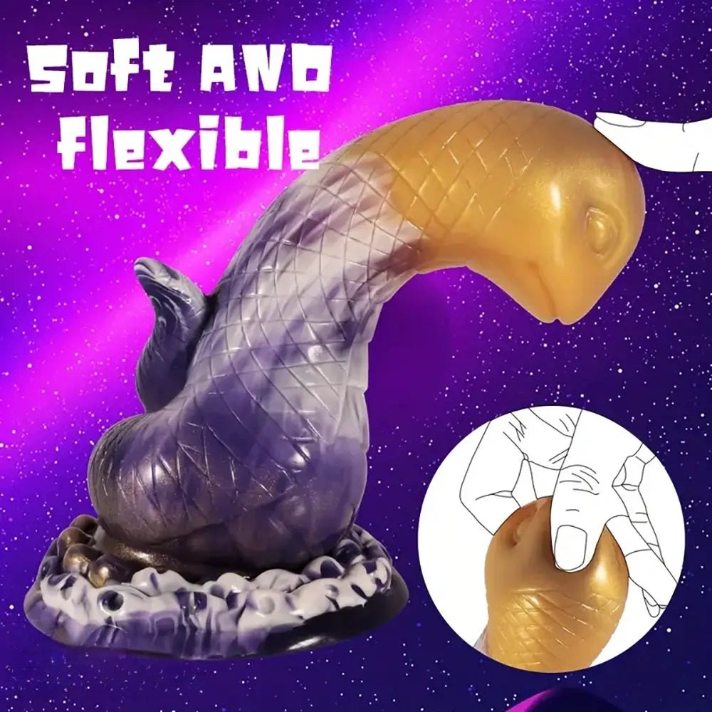Gold cobra purple scaled fantasy dildo, photo 6