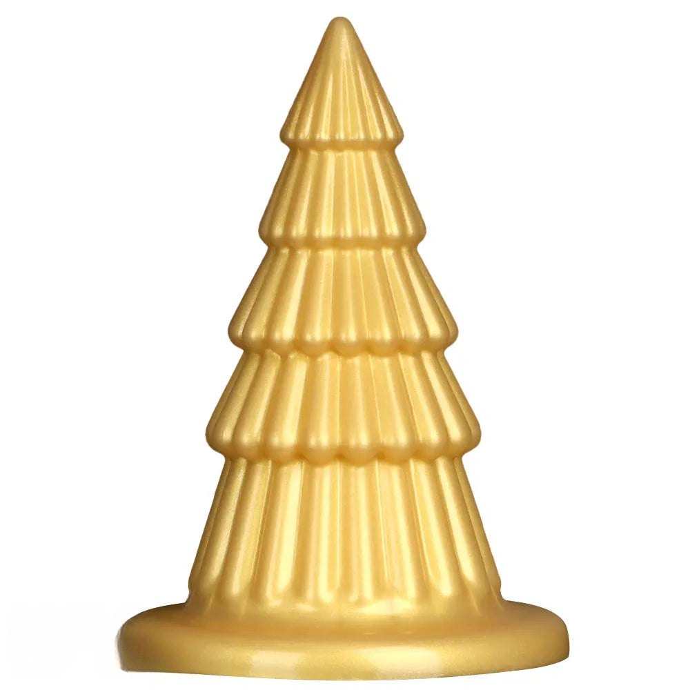 Gold cone ridged butt plug, photo 1