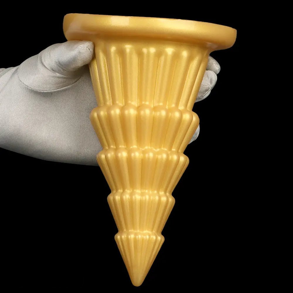 Gold cone ridged butt plug, photo 12