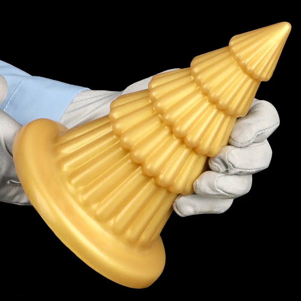Gold cone ridged butt plug, photo 13