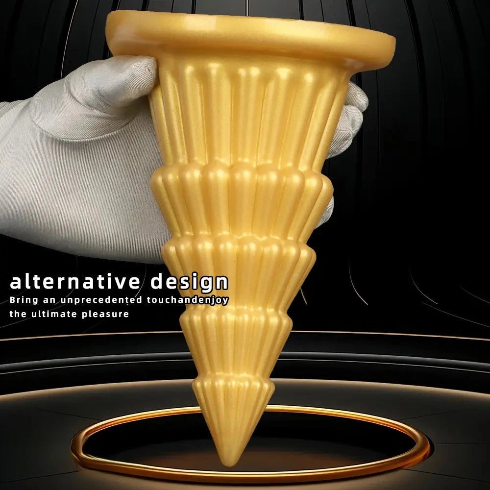 Gold cone ridged butt plug, photo 3
