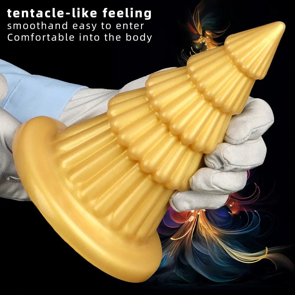 Gold cone ridged butt plug, photo 6