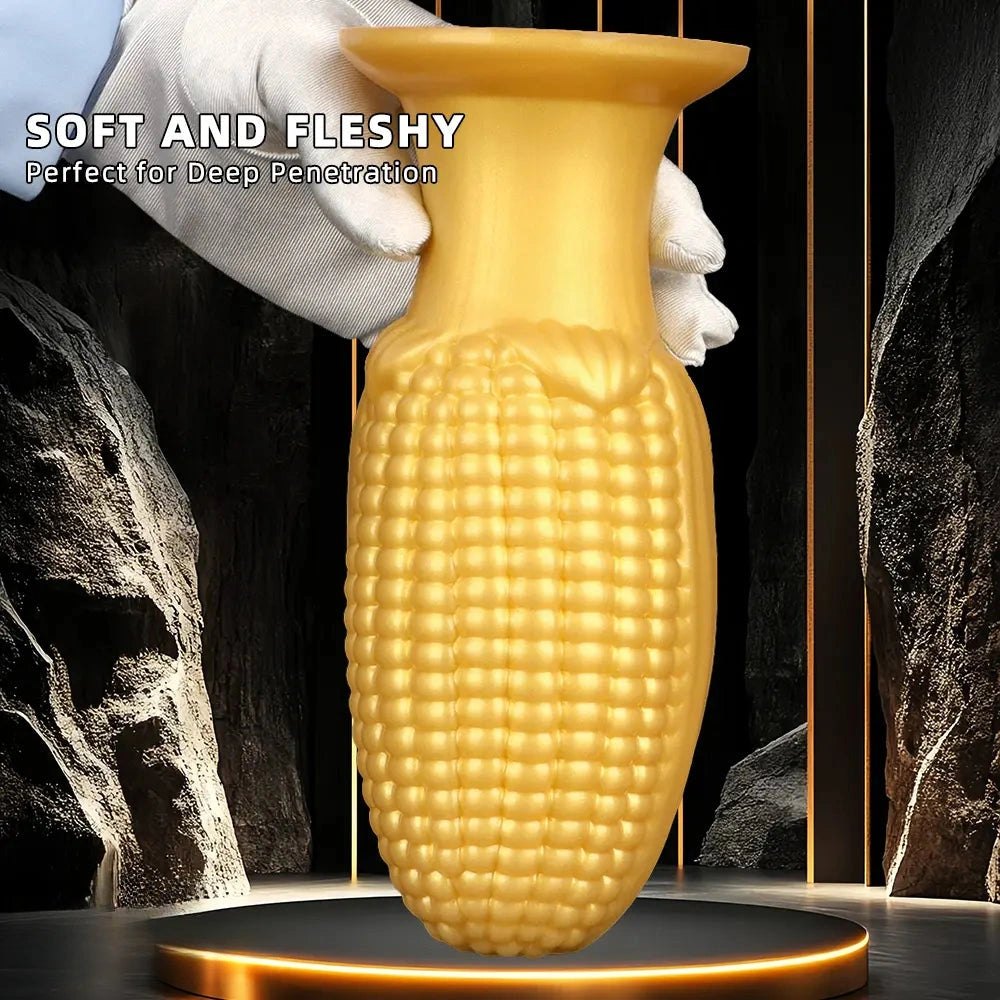 Gold corn-textured suction cup dildo, photo 3