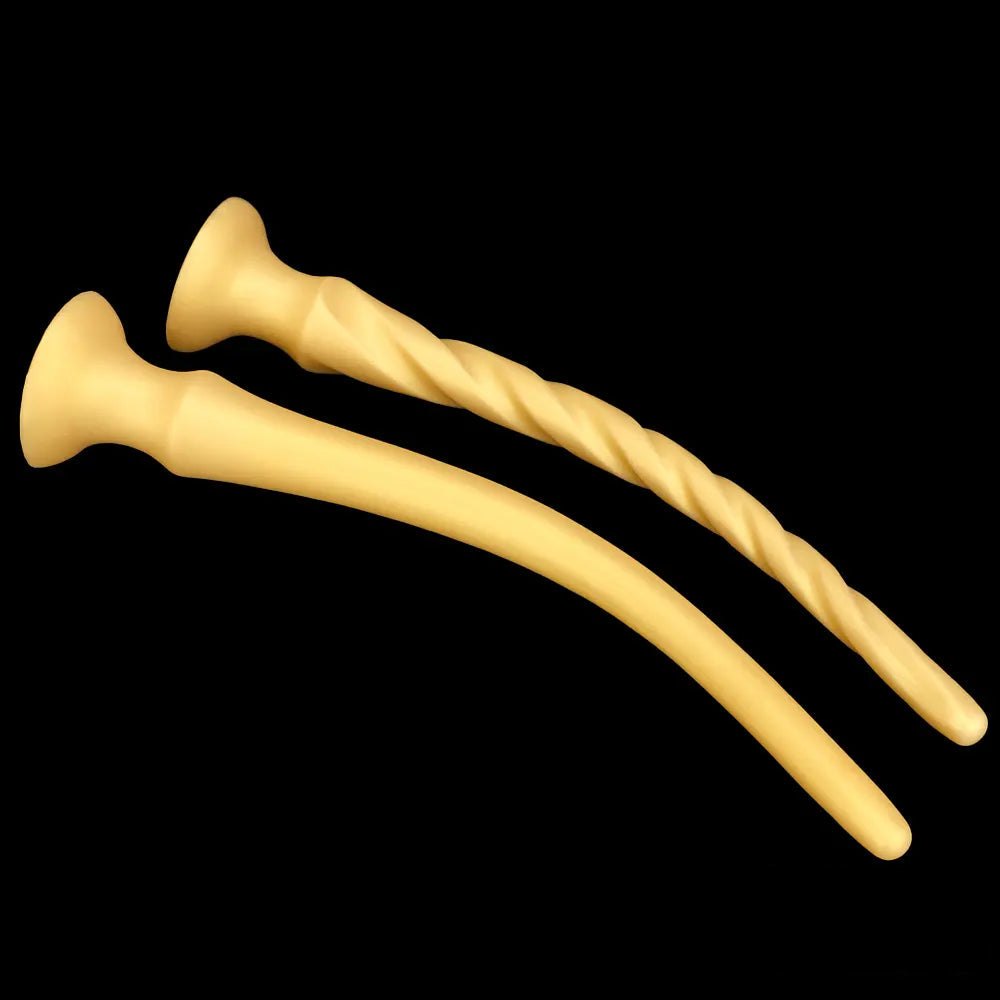 Gold curved silicone dildo, photo 1