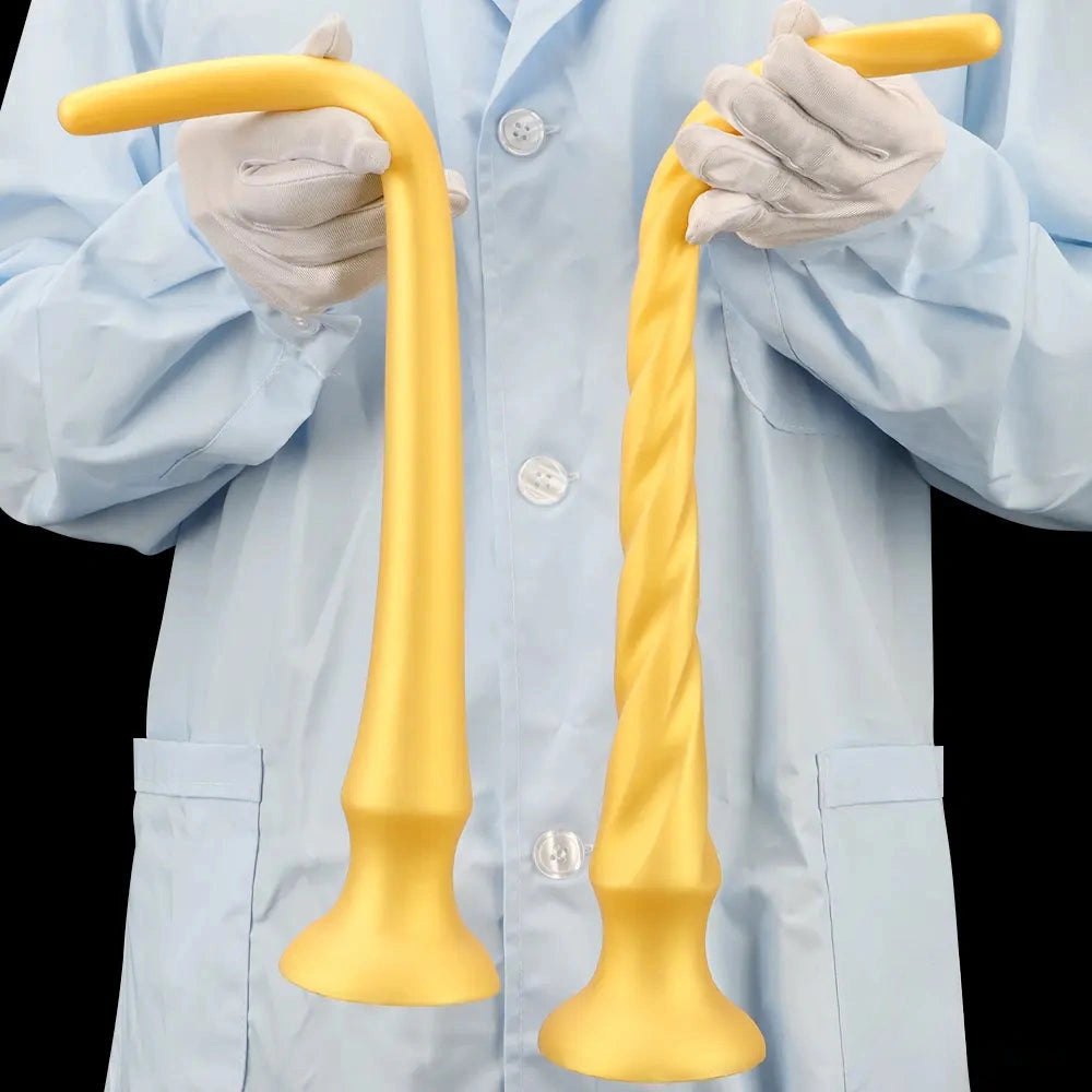 Gold curved silicone dildo, photo 10