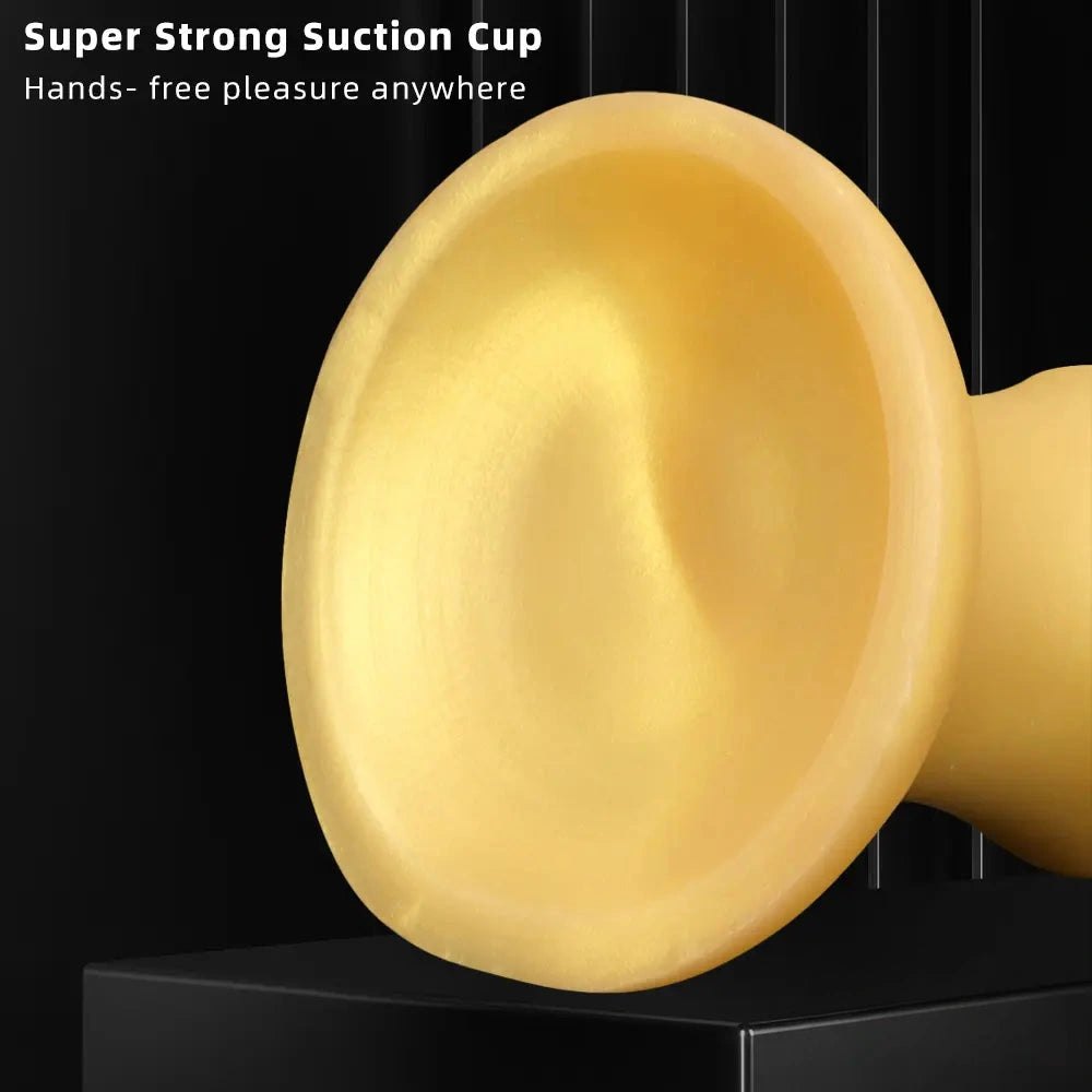 Gold curved silicone dildo, photo 11