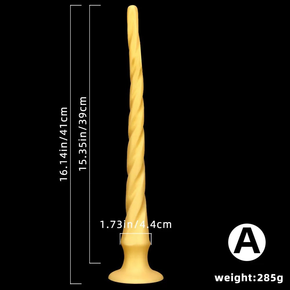 Gold curved silicone dildo, photo 12