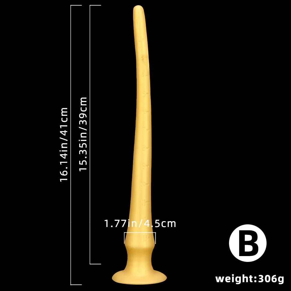 Gold curved silicone dildo, photo 13