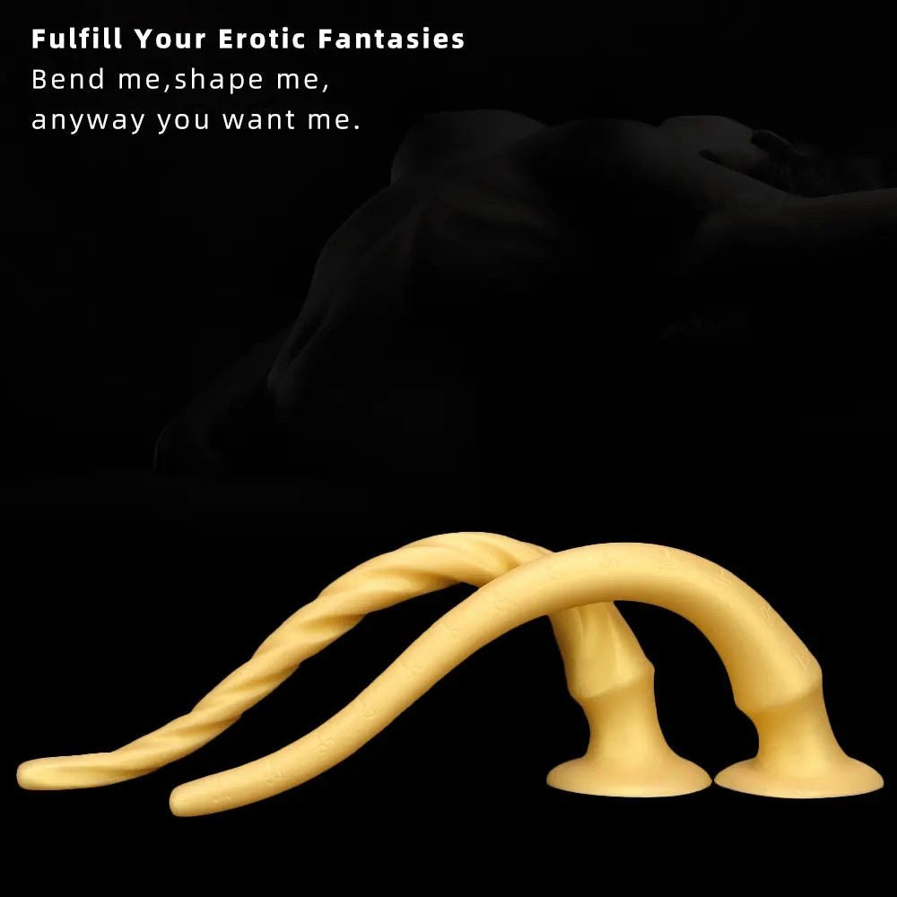Gold curved silicone dildo, photo 2