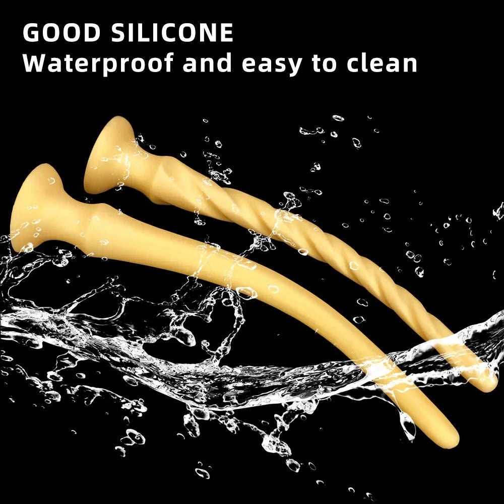 Gold curved silicone dildo, photo 5