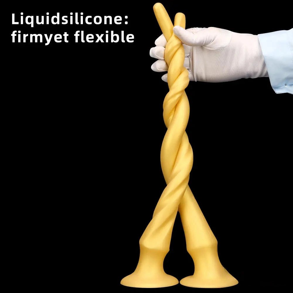 Gold curved silicone dildo, photo 6