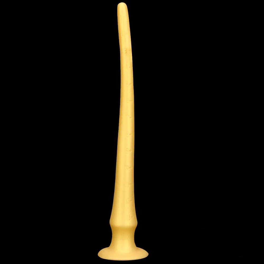 Gold curved silicone dildo, photo 8