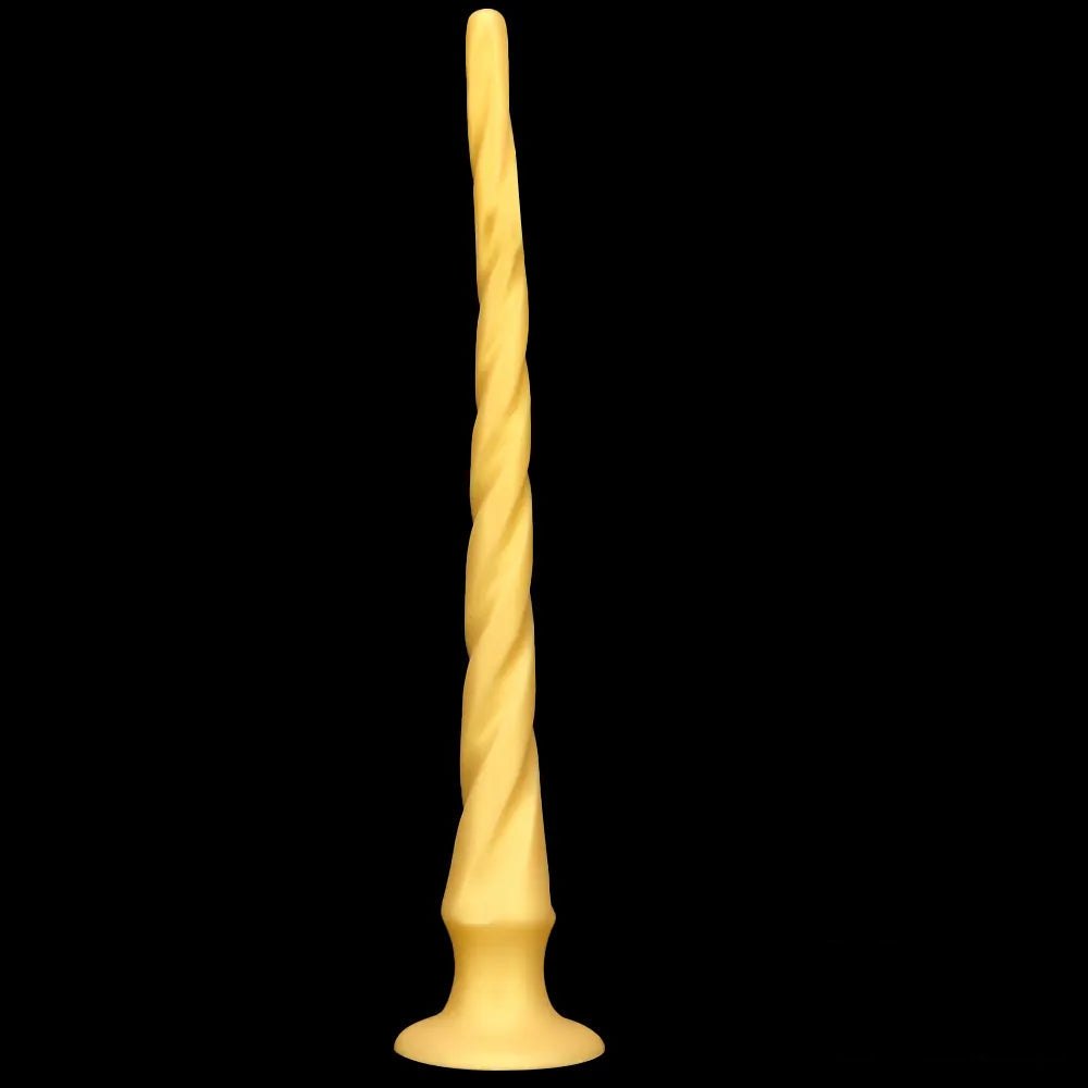 Gold curved silicone dildo, photo 9
