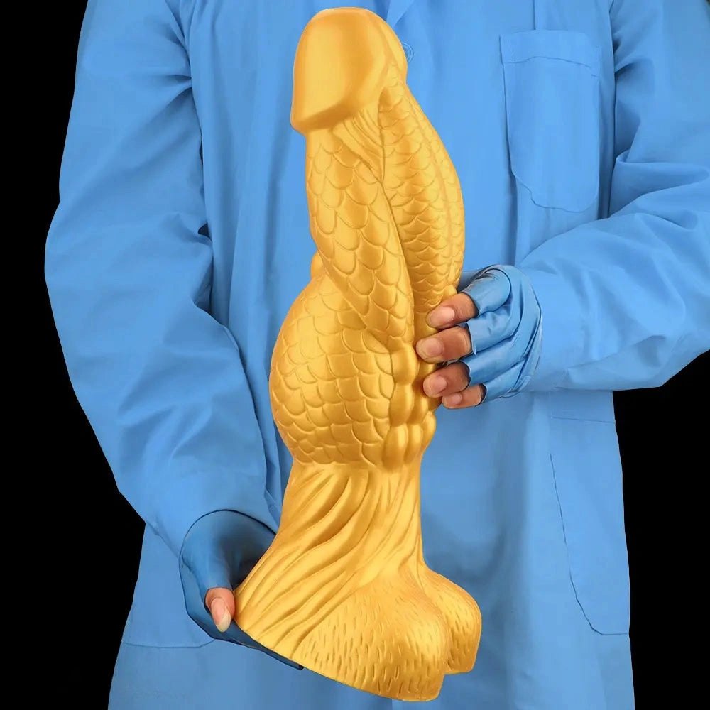 Gold dragon scale silicone dildo, photo 13