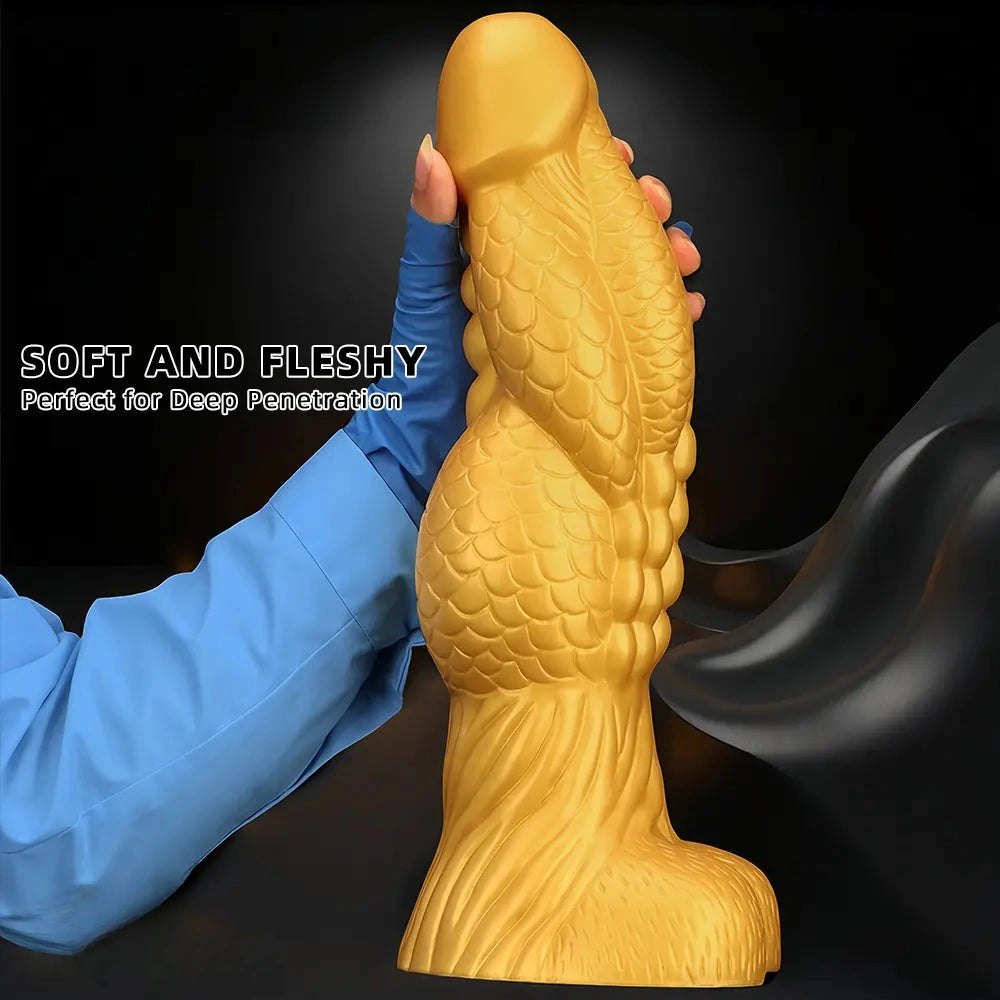 Gold dragon scale silicone dildo, photo 4