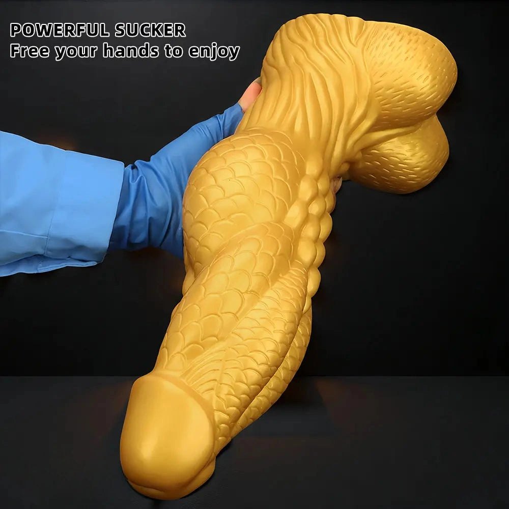 Gold dragon scale silicone dildo, photo 5