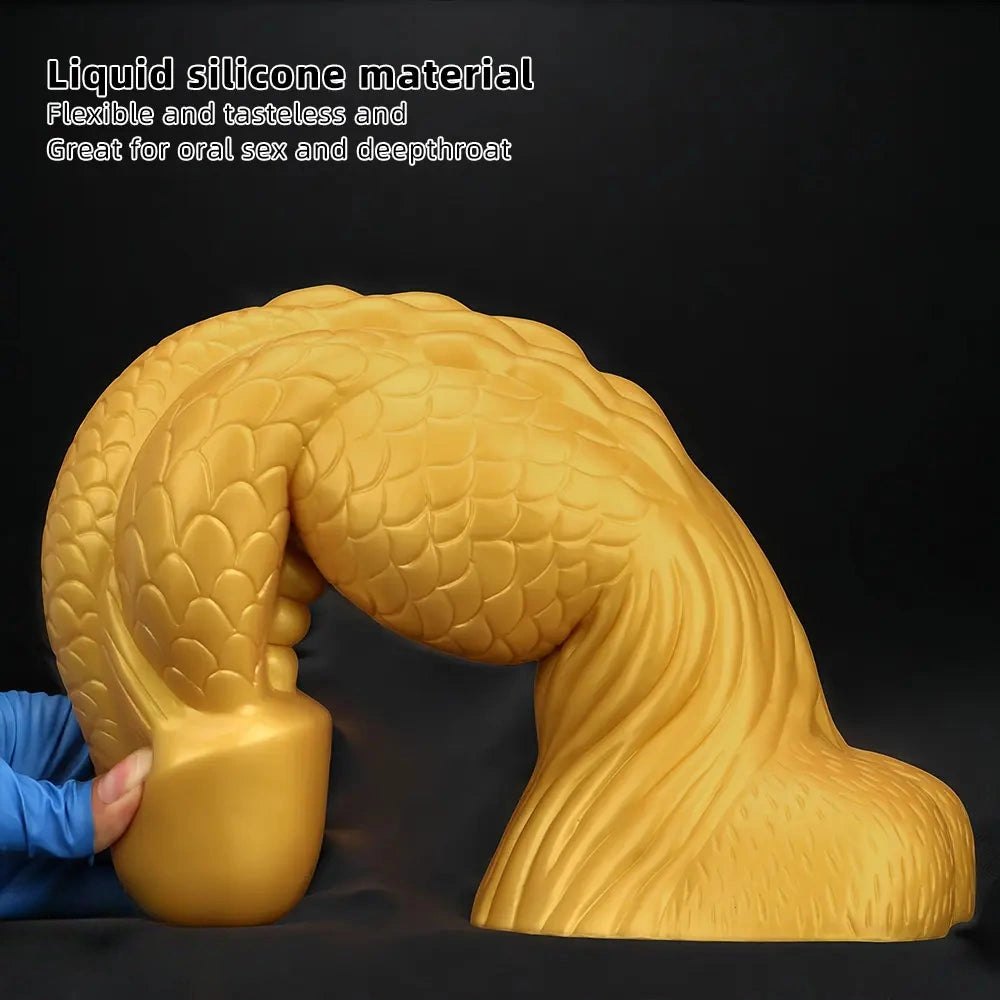 Gold dragon scale silicone dildo, photo 6