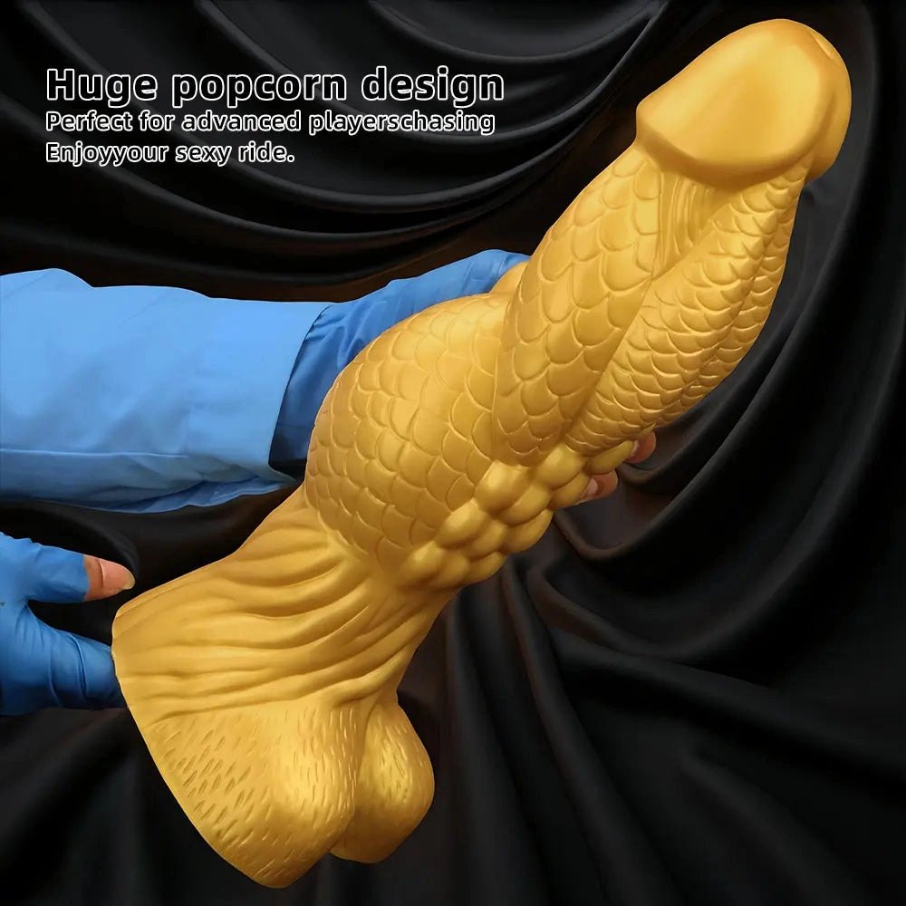 Gold dragon scale silicone dildo, photo 7