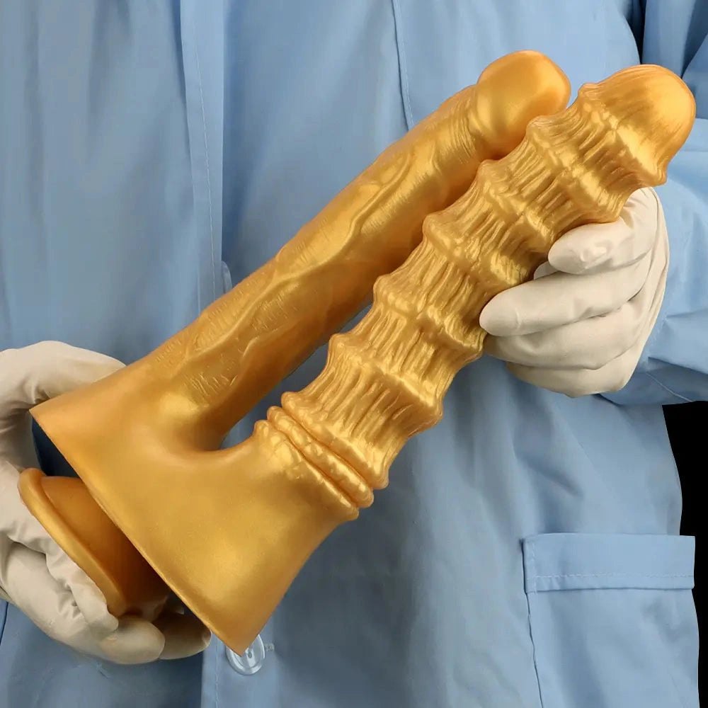 Gold dual shaft silicone dildo, photo 10
