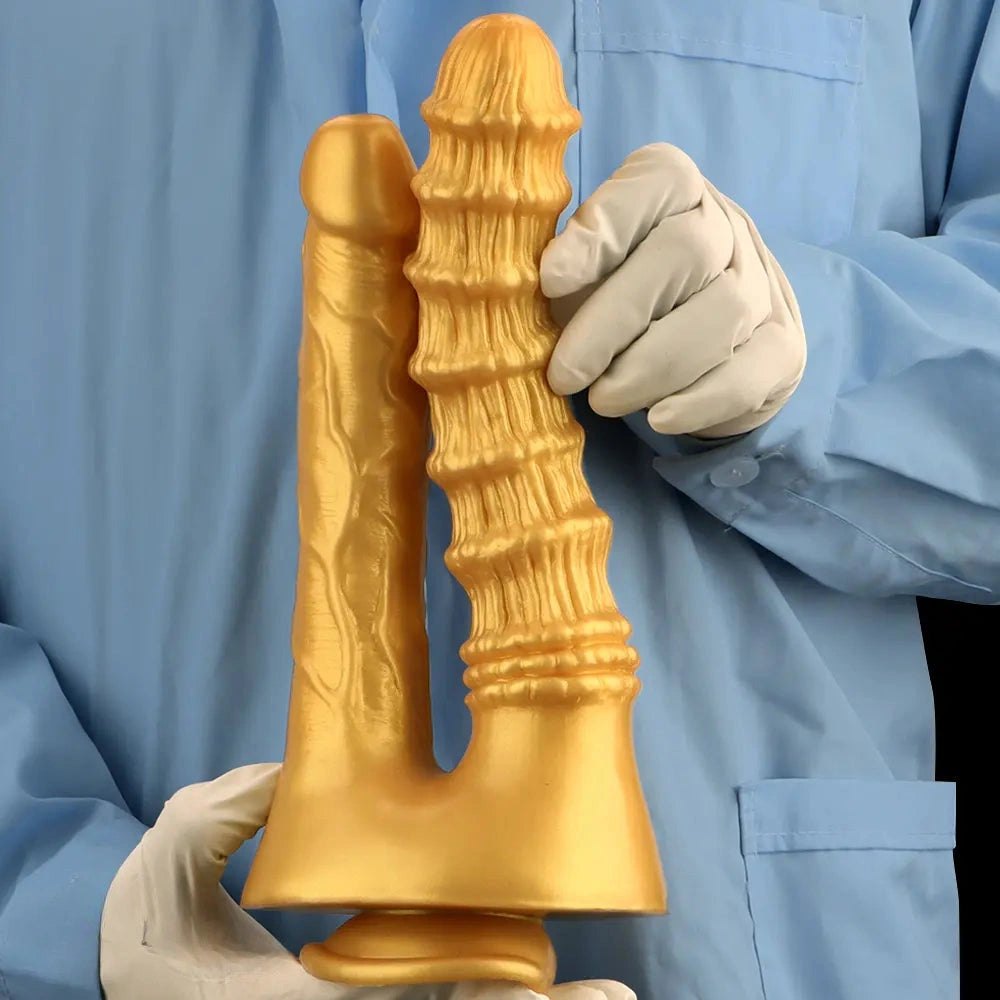 Gold dual shaft silicone dildo, photo 11
