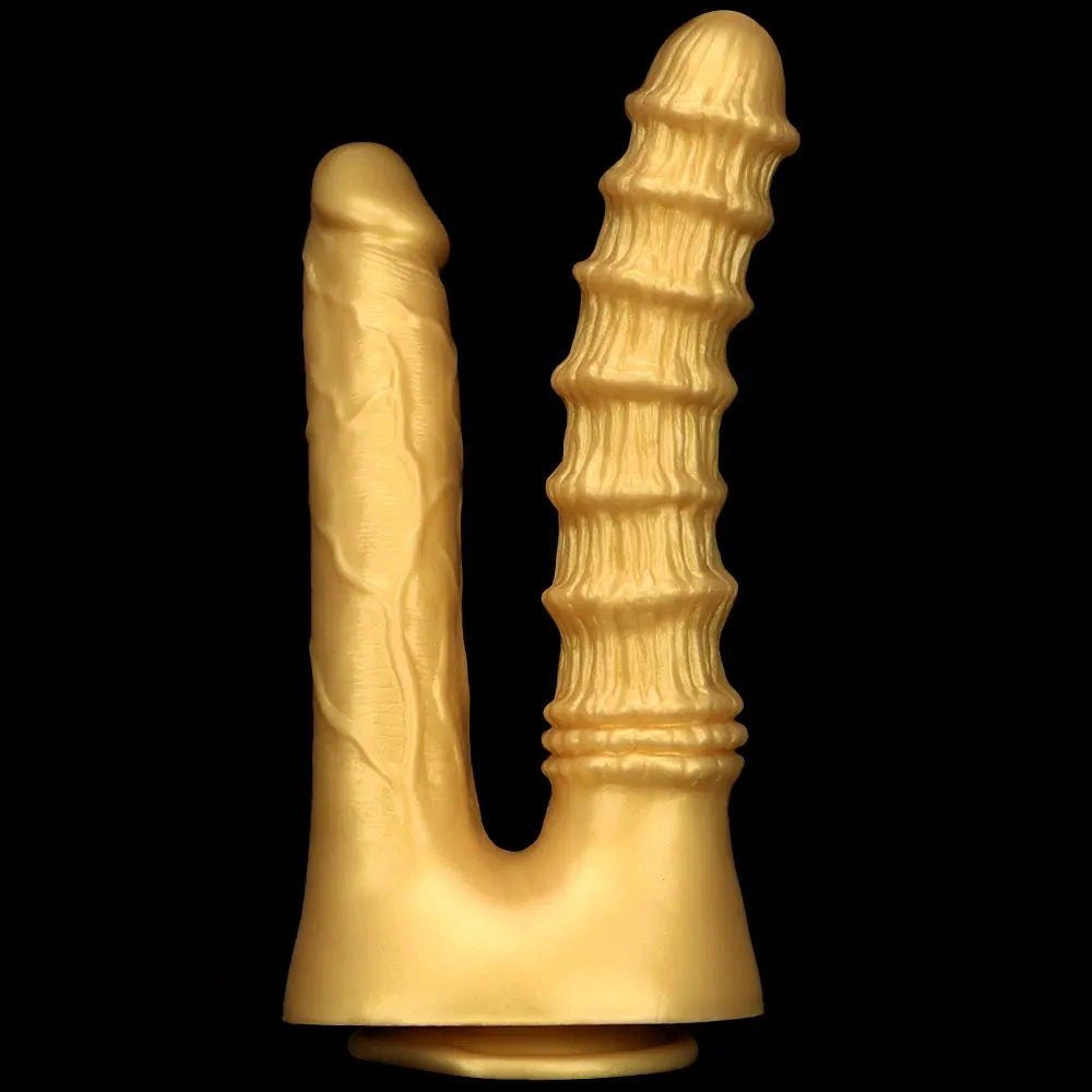 Gold dual shaft silicone dildo, photo 12