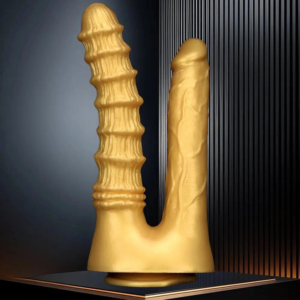 Gold dual shaft silicone dildo, photo 13
