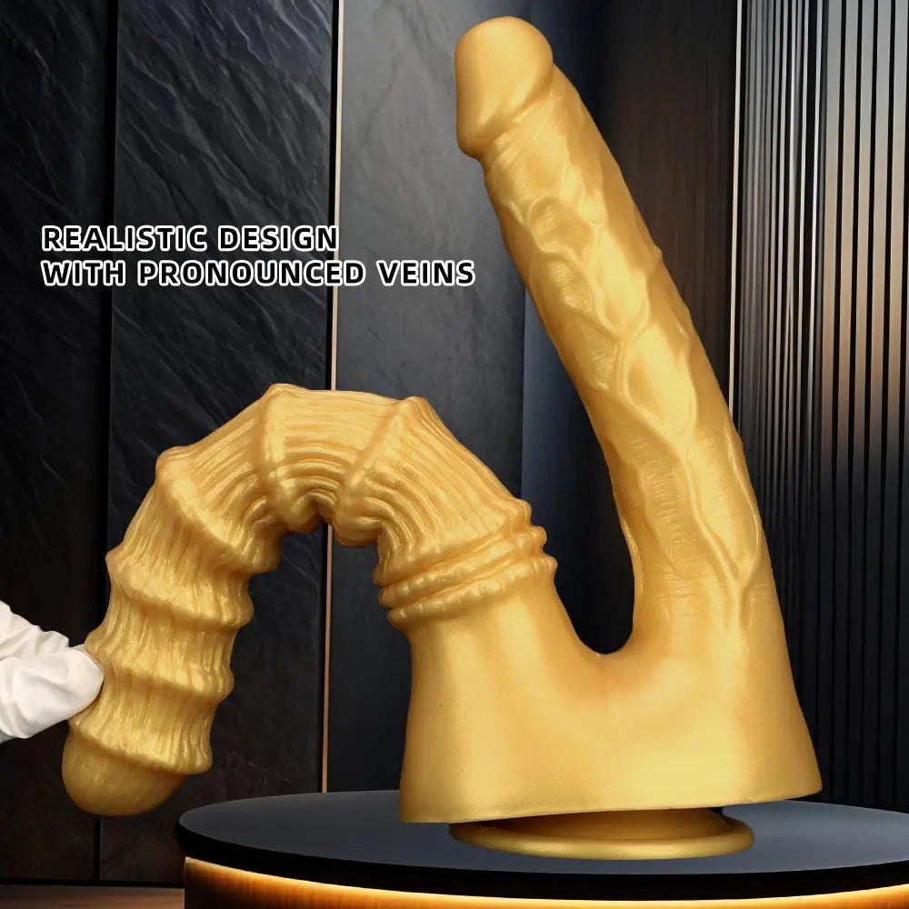 Gold dual shaft silicone dildo, photo 2