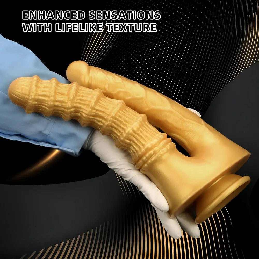 Gold dual shaft silicone dildo, photo 4