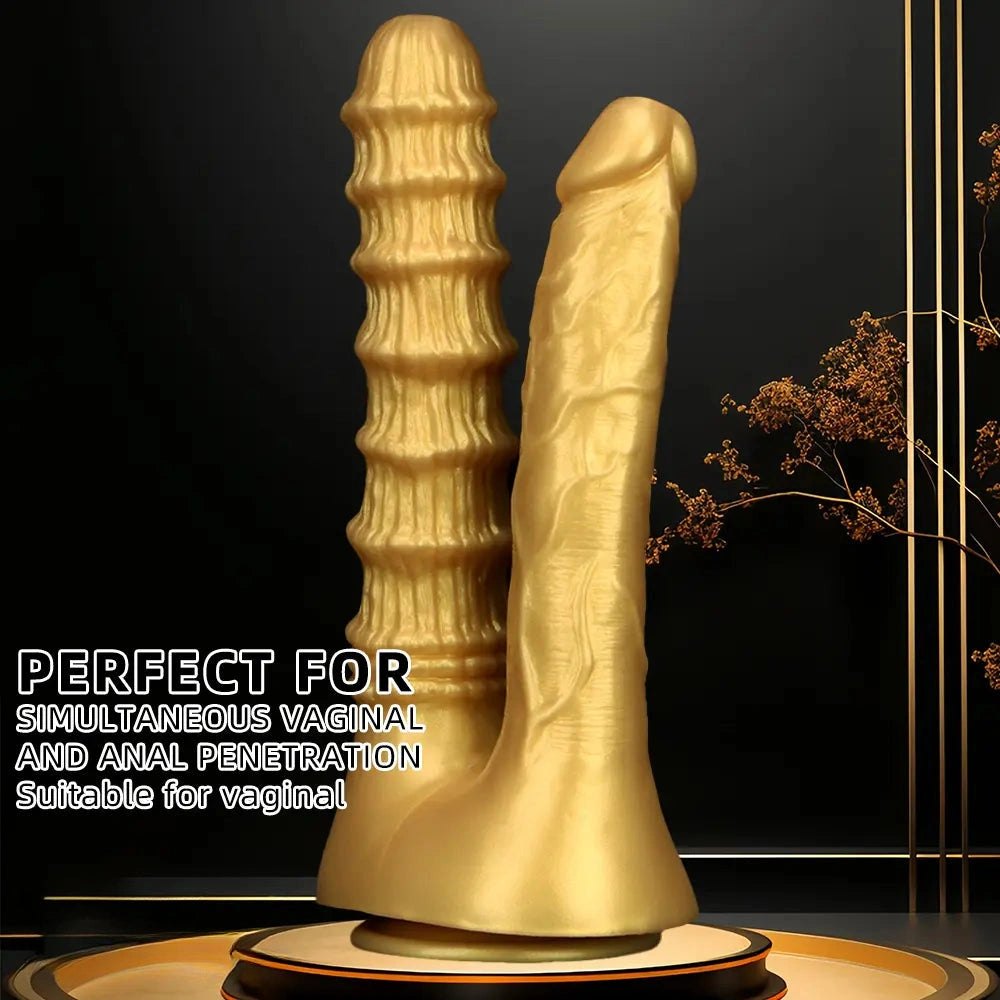 Gold dual shaft silicone dildo, photo 5