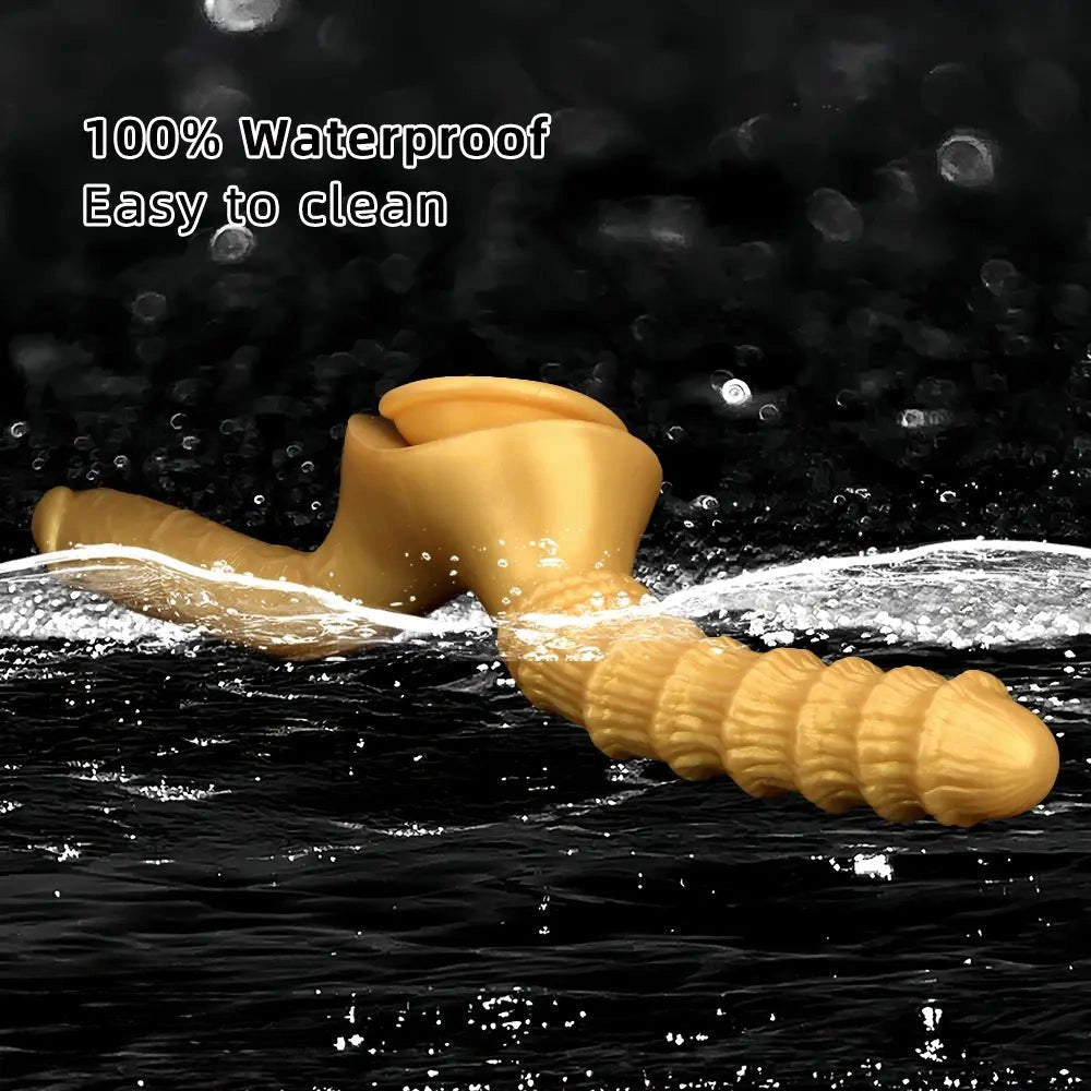 Gold dual shaft silicone dildo, photo 6
