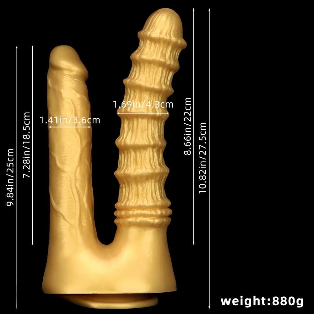 Gold dual shaft silicone dildo, photo 7