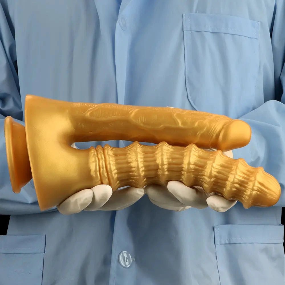 Gold dual shaft silicone dildo, photo 9