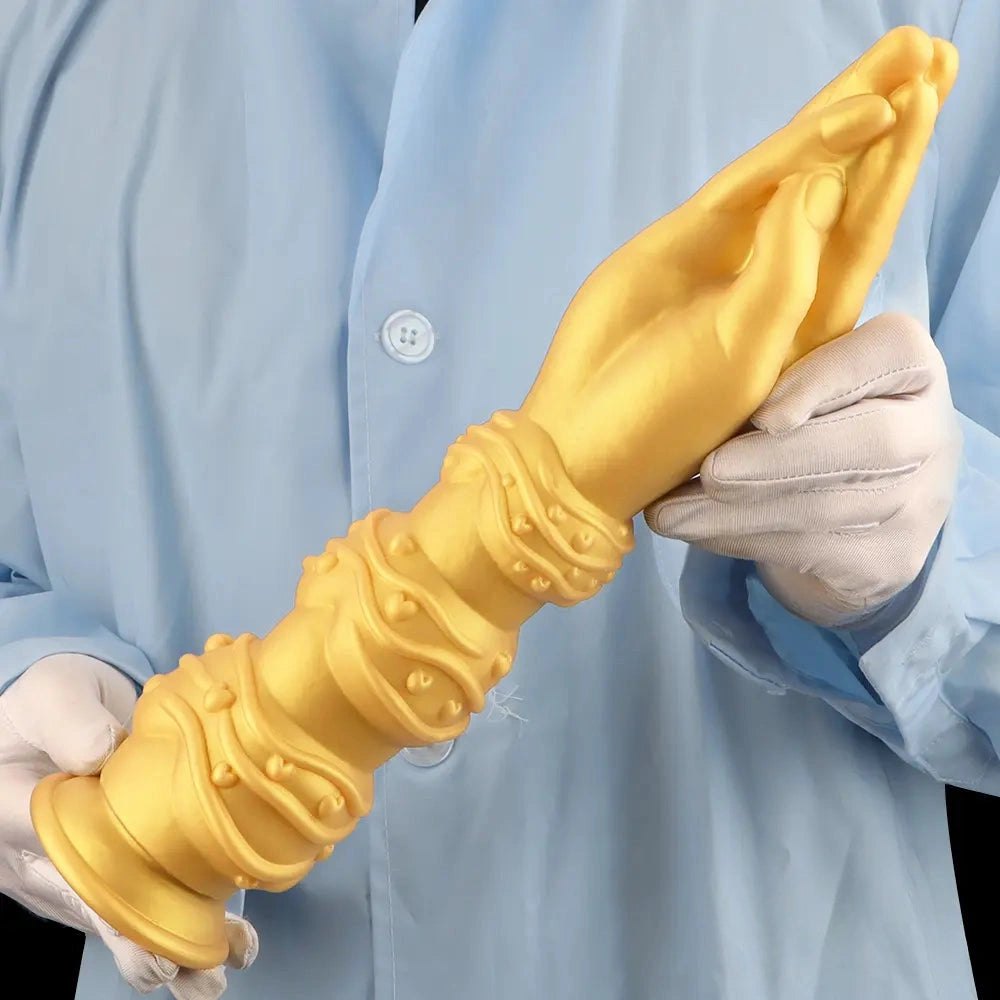 Gold silicone fist and forearm dildo, photo 10