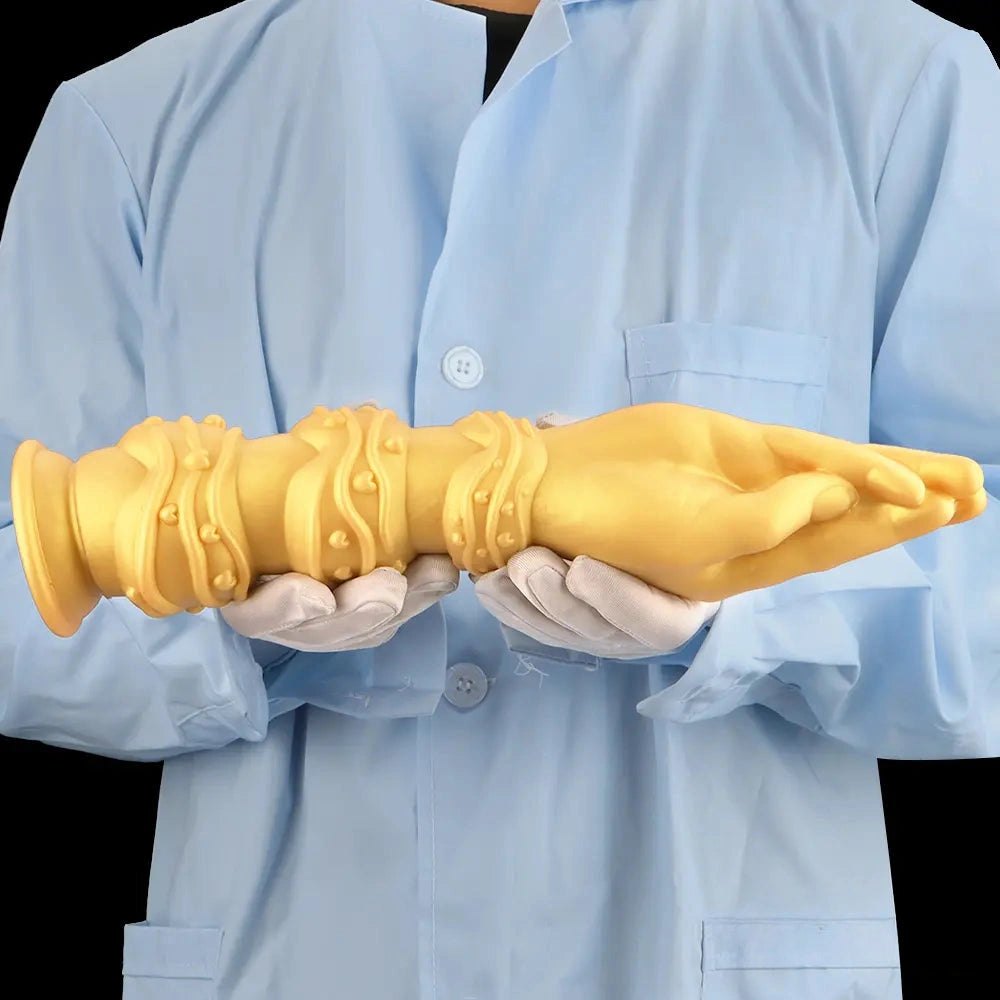 Gold silicone fist and forearm dildo, photo 11
