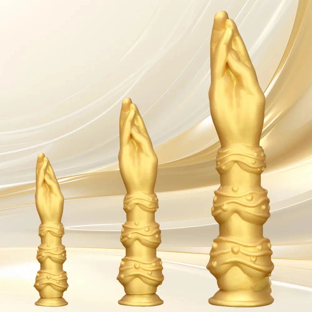 Gold silicone fist and forearm dildo, photo 2