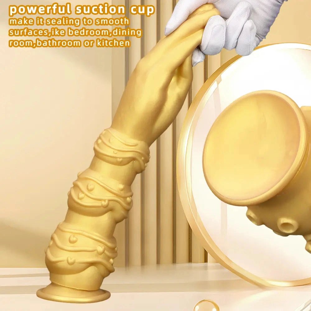 Gold silicone fist and forearm dildo, photo 4