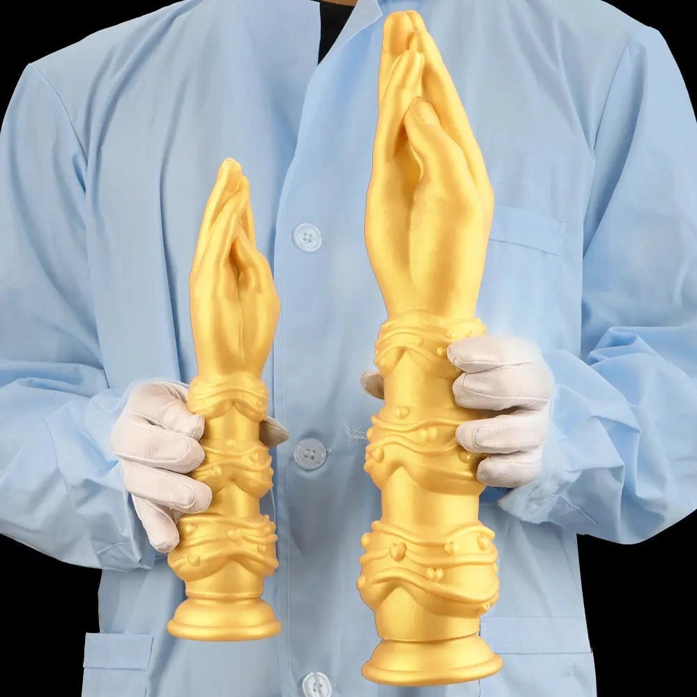 Gold silicone fist and forearm dildo, photo 9
