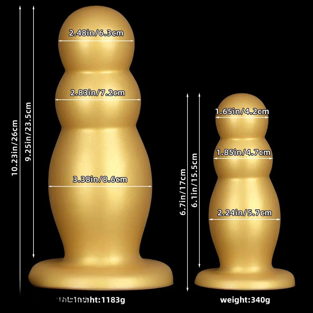 Gold graduated anal beads plug, photo 10