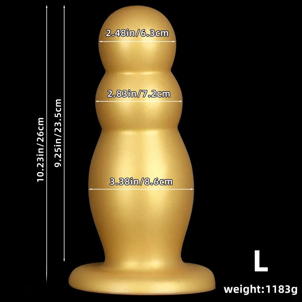 Gold graduated anal beads plug, photo 12