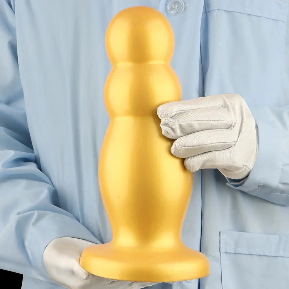 Gold graduated anal beads plug, photo 14
