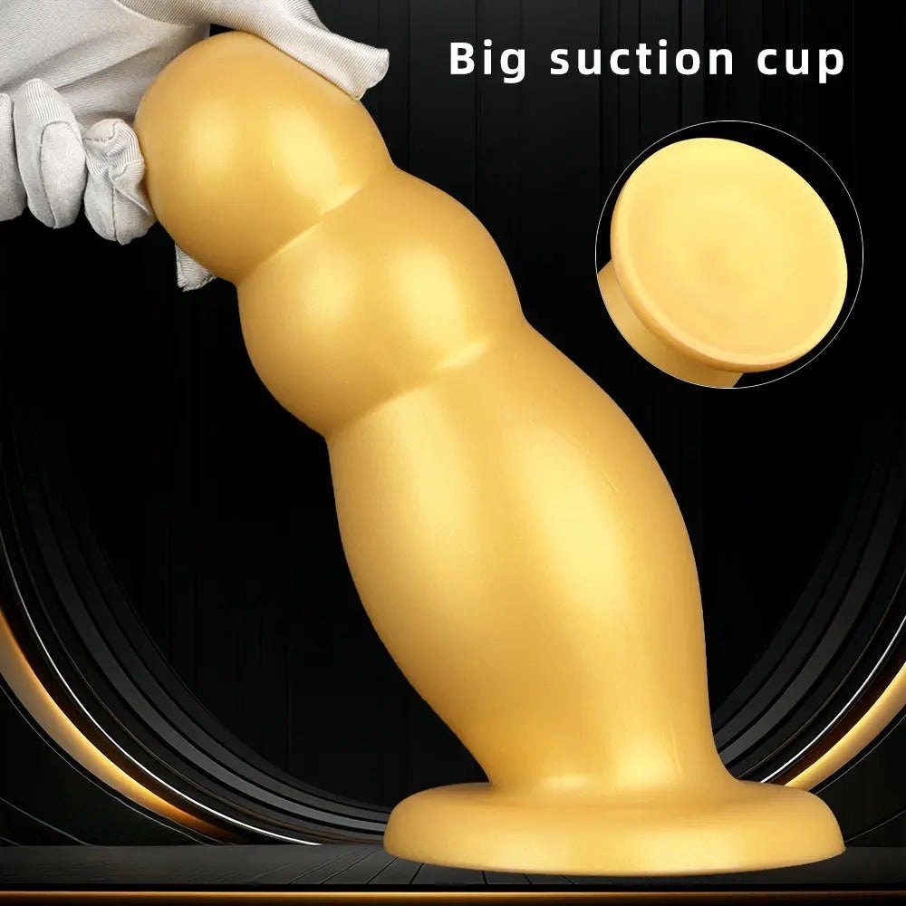Gold graduated anal beads plug, photo 7