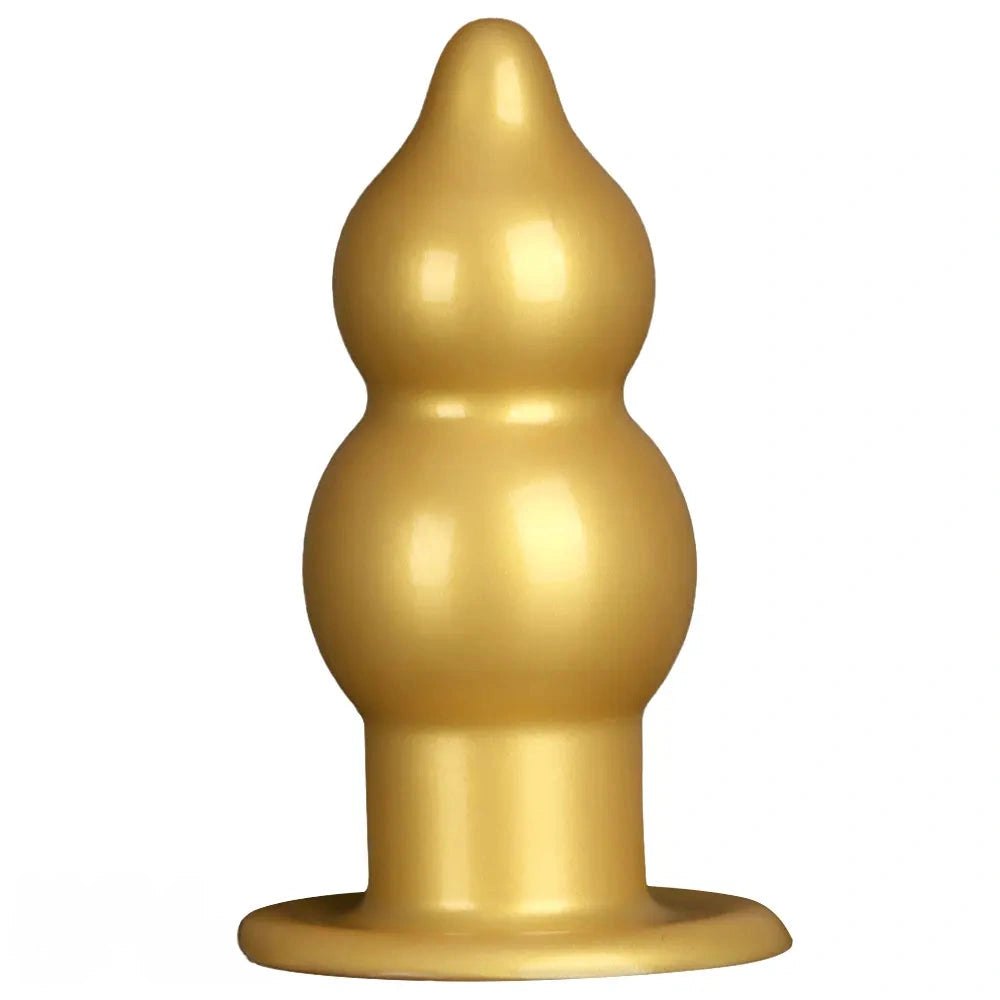 Gold graduated bead silicone butt plug, photo 1