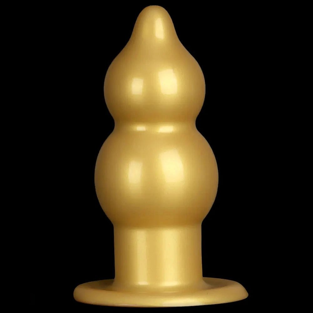 Gold graduated bead silicone butt plug, photo 12