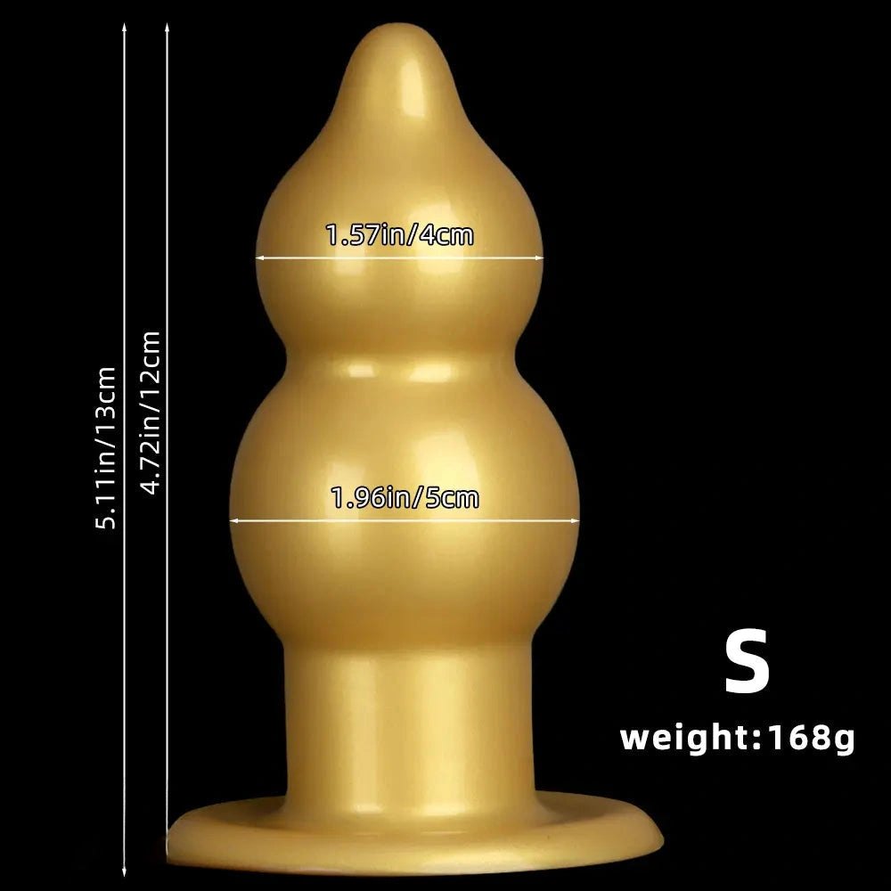Gold graduated bead silicone butt plug, photo 14