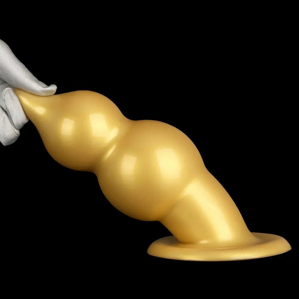 Gold graduated bead silicone butt plug, photo 15
