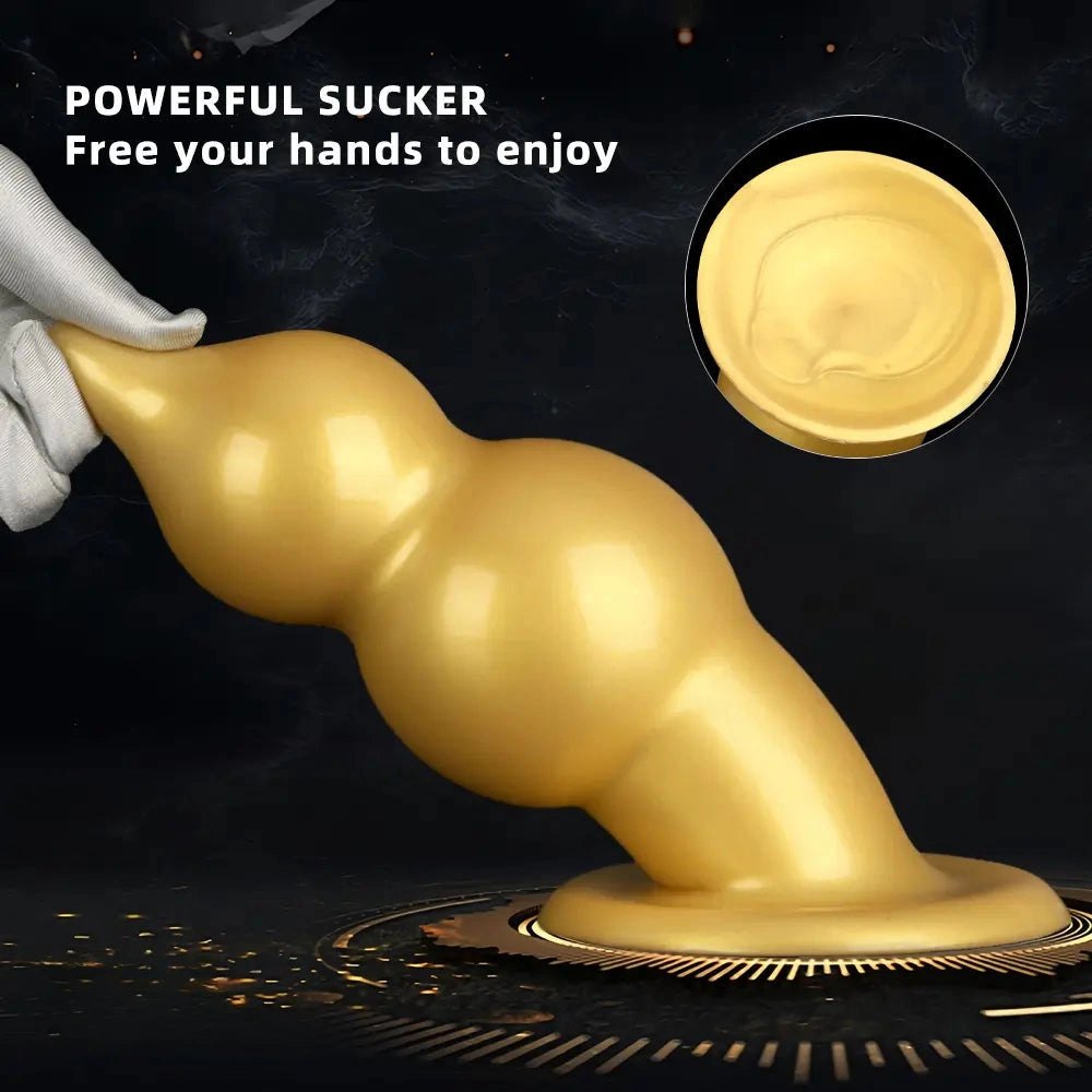 Gold graduated bead silicone butt plug, photo 5