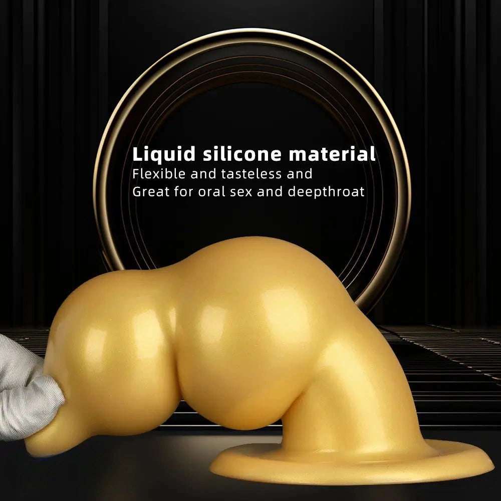 Gold graduated bead silicone butt plug, photo 6